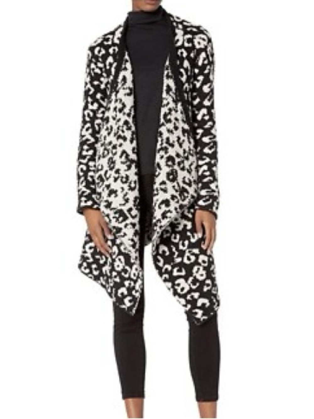 NWT Ugg Phoebe Wrap Cardigan Fuzzy Sweater Black & White Animal Print Medium